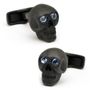 Aquamarine Eyed Matte Black Skulls Cufflinks