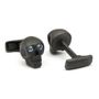 Aquamarine Eyed Matte Black Skulls Cufflinks