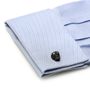 Aquamarine Eyed Matte Black Skulls Cufflinks