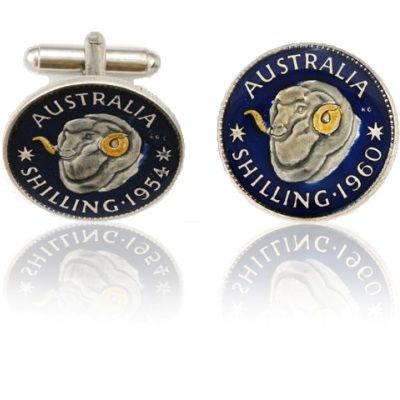 Australian Rams Head Coin Cuff Links