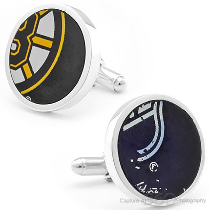 Authentic NHL Boston Bruins Hockey Puck Cufflinks