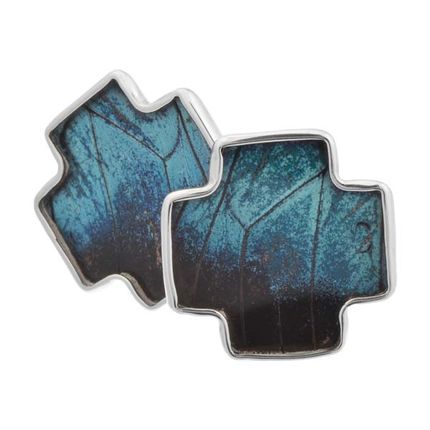Aymara Blue Breeze Cross Butterfly Cufflinks