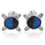 Aymara Circle Studded Blue Ray Butterfly Cufflinks