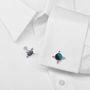 Aymara Circle Studded Blue Ray Butterfly Cufflinks