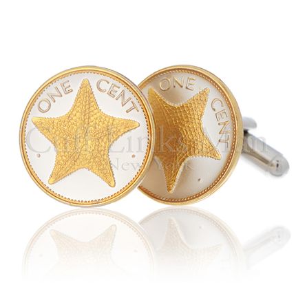 Bahamas 1-Cent Starfish (Small) Cufflinks