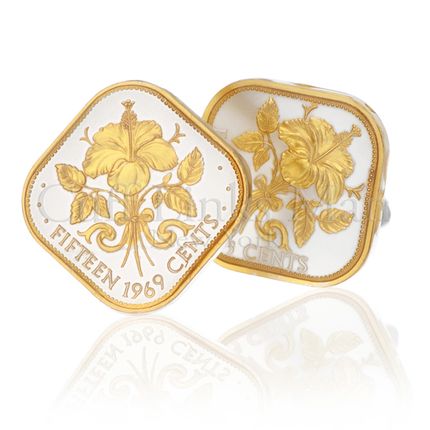 Bahamas 15-Cent Hibiscus Cufflinks