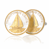 Bahamas 25-Cent Sailboat Cufflinks