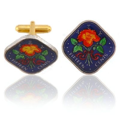 Bahamian Square15 Cents Coin Cuff Links