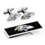 Baltimore Ravens Head Cufflinks and Money Clip Gift Set