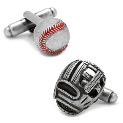 Baseball and Glove Antique Silver Cufflinks
