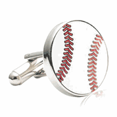 White Baseball Cufflinks