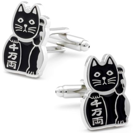 Beckoning Black Lucky Cat Cufflinks