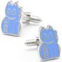 Beckoning Blue Lucky Cat Cufflinks