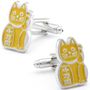 Beckoning Orange Lucky Cat Cufflinks
