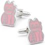 Beckoning Pink Lucky Cat Cufflinks
