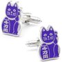 Beckoning Purple Lucky Cat Cufflinks