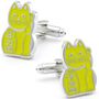 Beckoning Yellow Lucky Cat Cufflinks