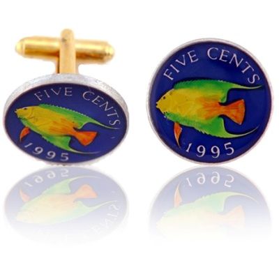 Bermudian 5 Cent Angel Fish Coin Cuff Links