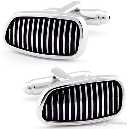 Black and Silver Grated Cufflinks