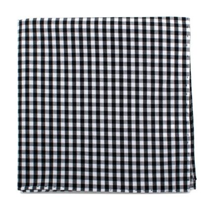 Black and White Gingham Cotton Pocket Square