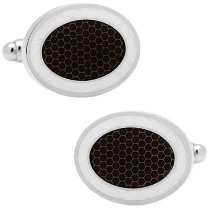 Black and White Oval Outline Cufflinks