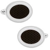 Black and White Oval Outline Cufflinks