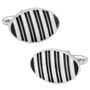 Black and White Oval Repp Stripe Cufflinks