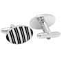 Black and White Oval Repp Stripe Cufflinks