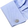Black and White Oval Repp Stripe Cufflinks