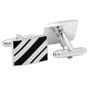 Black and White Rectangle Repp Stripe Cufflinks