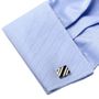 Black and White Rectangle Repp Stripe Cufflinks