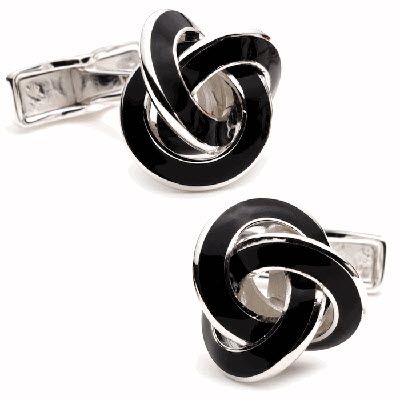 Black Enamel Knot Cufflinks
