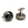 Black Faceted Cats Eye Cufflinks