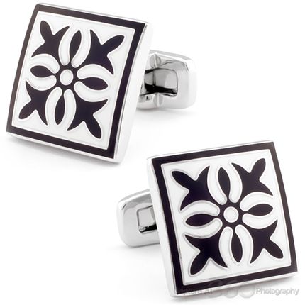 Black Flower Shield Cufflinks