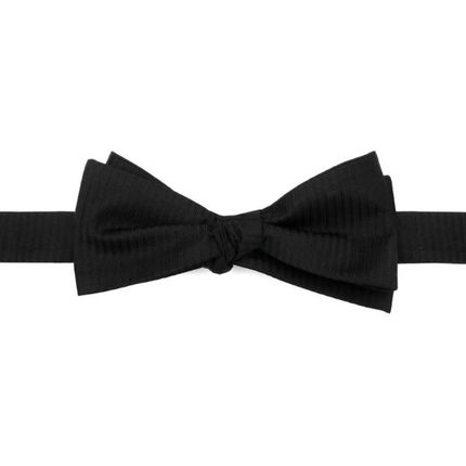 Black Formal Pinstripe Silk Bow Tie