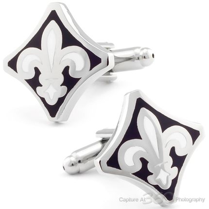 Black French Flower Cufflinks