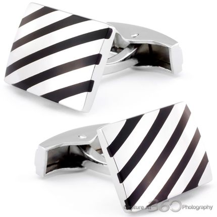 Black Liquorice Candy Onyx Stripe Cufflinks