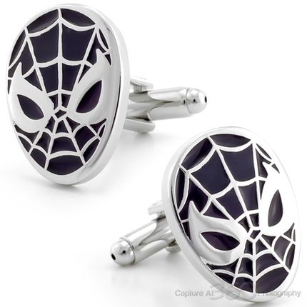 Black Night Spiderman Mask Cufflinks