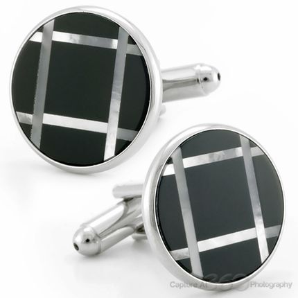 Black Plaid Cufflinks