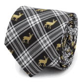 Black Plaid Stag Men's Tie