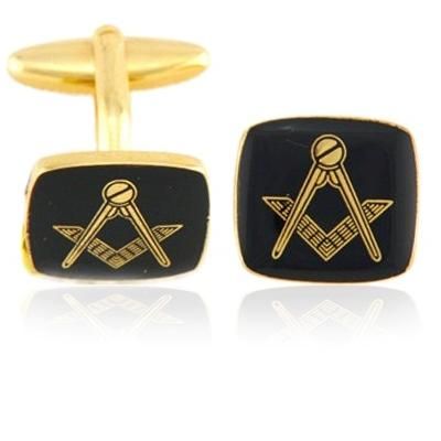 Black Square Masonic Coin Cuff Links