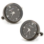 Black Stainless Steel Functional Watch Cufflinks