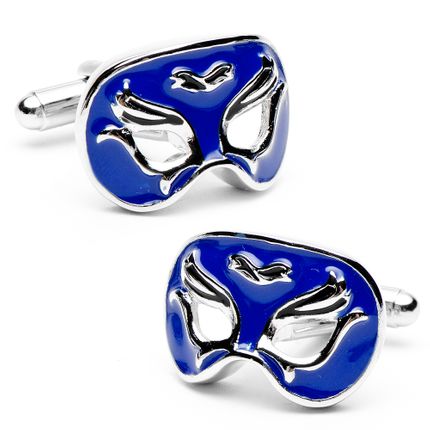 Blue And Black Mardi Gras Venetian Mask Cufflinks