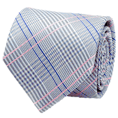 Blue and Pink Glen Plaid Silk Tie