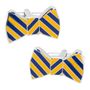 Blue and Yellow Bowtie Cufflinks and Tie Bar Gift Set