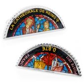 Blue Cathedral De Reims Stained Glass Window Stamp Cufflinks
