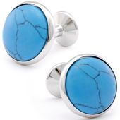 Blue Cracked Dome Cufflinks