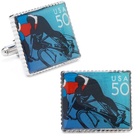 Blue Cycling Stamp Cufflinks