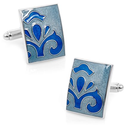 Blue Enamel Fleur Cufflinks