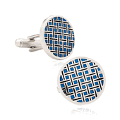 Blue Enamel Grid Cufflinks